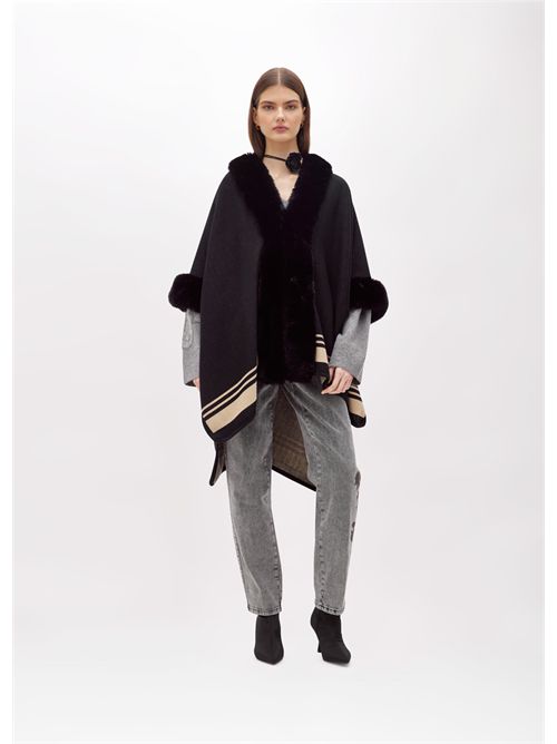 Cappa in maglia con faux fur BLUGIRL BLUMARINE | PF5011T0300/22222